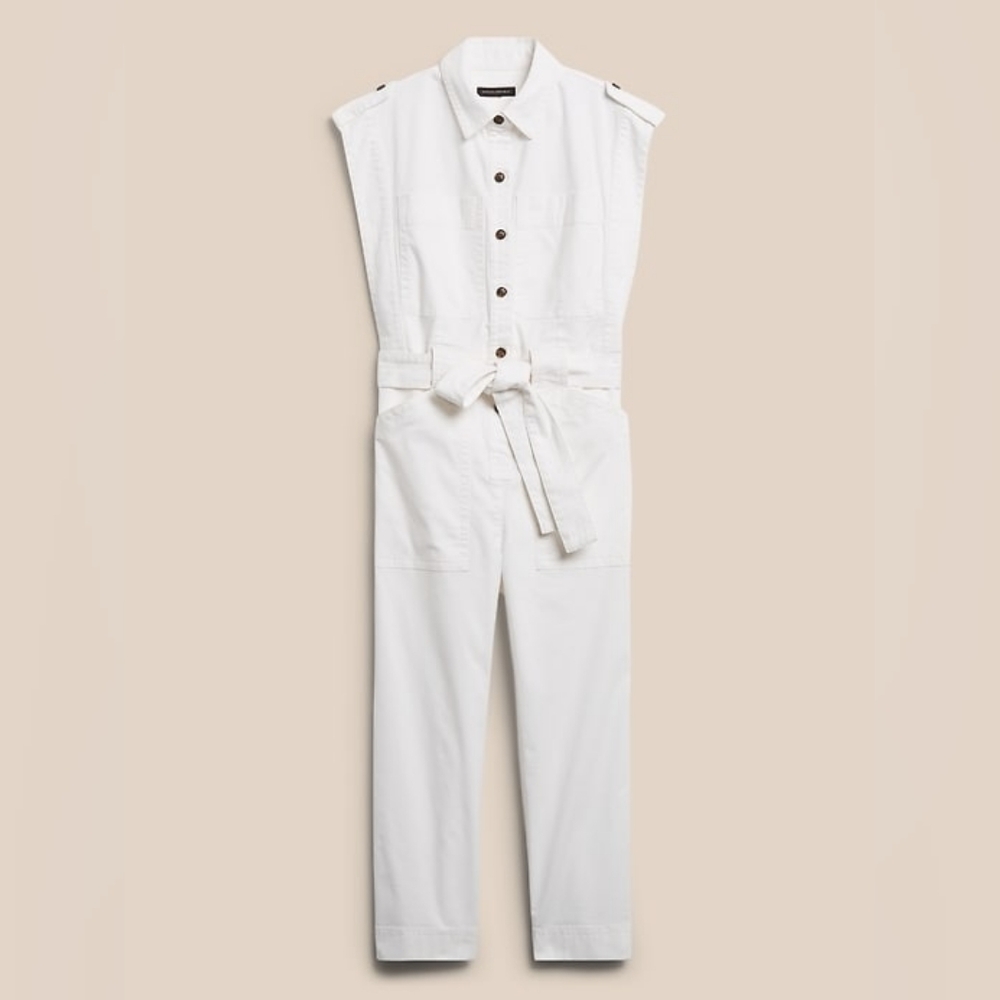 EUC White Banana Republic Utility Sleeveless Jumpsuit Romper